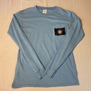 Cotton Cloud Light Blue Long Sleeve T-Shirt Front Pocket Conch Republic, Size S